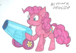 Size: 1313x926 | Tagged: safe, artist:cmara, derpibooru import, pinkie pie, g4, female, party cannon, solo