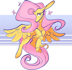 Size: 1192x1164 | Tagged: safe, artist:botdraws, derpibooru import, fluttershy, pegasus, pony, g4, abstract background, big mane, fetlock tuft, flying, hoof fluff, lidded eyes, long ears, long eyelashes, long mane, long tail, no mouth, pink mane, pink tail, profile, raised hoof, raised leg, solo, tail, thin, thin legs, watermark, wings, wings down