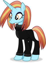 Size: 3671x4978 | Tagged: safe, artist:anime-equestria, derpibooru import, sassy saddles, unicorn, g4, alternate hairstyle, clothes, eyeshadow, female, horn, makeup, mare, simple background, solo, sweater, transparent background, vector