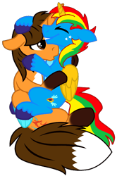 Size: 698x1050 | Tagged: safe, artist:shieldwingarmorofgod, derpibooru import, oc, oc:ej, oc:shield wing, alicorn, g4, alicorn oc, female, gay, horn, hug, male, simple background, transparent background, wings