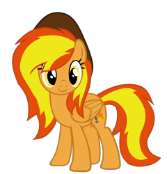 Size: 1809x1885 | Tagged: safe, artist:xxblue-shy-gamersxx, derpibooru import, oc, oc:firey rachel, pegasus, g4, female, hat, simple background, solo, transparent background