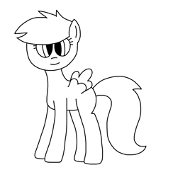 Size: 918x939 | Tagged: safe, artist:luisegirls23, derpibooru import, first base, pegasus, pony, g4, adorabase, background pony, black and white, blank flank, closed mouth, cute, female, filly, foal, grayscale, lineart, monochrome, simple background, smiling, solo, white background