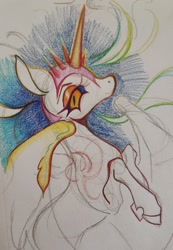 Size: 1420x2048 | Tagged: safe, artist:slimeprints, derpibooru import, daybreaker, alicorn, pony, g4, female, mare, solo, traditional art, wip