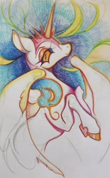 Size: 1269x2048 | Tagged: safe, artist:slimeprints, derpibooru import, daybreaker, alicorn, earth pony, g4, colored pencil drawing, female, mare, solo, traditional art, wip