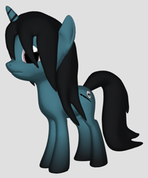 Size: 611x734 | Tagged: safe, artist:techno-babble, derpibooru import, oc, oc only, oc:azure dusk, pony, unicorn, series:technoverse, 3d pony creator, female, gray background, horn, mare, simple background, solo