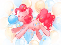 Size: 2048x1518 | Tagged: safe, artist:brdscker, derpibooru import, pinkie pie, earth pony, pony, g4, balloon, blowing, blowing up balloons, eyes closed, female, inflating, mare, solo