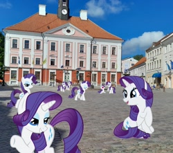 Size: 2591x2295 | Tagged: safe, artist:trrrebleee, artist:trrriple0dds, derpibooru import, edit, rarity, g4, commonity, estonia, irl, meme, multeity, photo, photoshop, real life background, self paradox, self ponidox