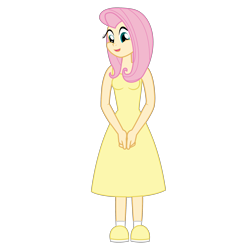 Size: 2440x2440 | Tagged: safe, artist:deathfirebrony, derpibooru import, fluttershy, human, g4, clothes, dress, female, high res, humanized, simple background, solo, transparent background, vector