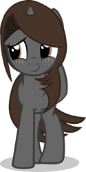 Size: 2981x5946 | Tagged: safe, artist:mrvector, derpibooru import, oc, oc only, oc:sonata, pony, unicorn, blushing, cute, elements of justice, female, high res, horn, mare, simple background, smiling, solo, transparent background, turnabout storm, unicorn oc, vector