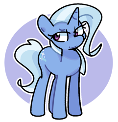 Size: 744x772 | Tagged: safe, artist:kindakismet, derpibooru import, trixie, pony, unicorn, g4, abstract background, female, horn, mare, smiling, solo