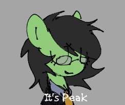 Size: 244x206 | Tagged: safe, artist:omelettepony, ponerpics import, oc, oc:anon filly, earth pony, pony, clothes, earth pony oc, eyes closed, female, filly, foal, glasses, gray background, meme, necktie, picture for breezies, ponified, ponified meme, simple background, suit