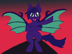 Size: 2048x1536 | Tagged: safe, artist:silverfishv9, derpibooru import, oc, oc only, oc:dusks dim (solredrose), bat pony, pony, bat pony oc, bipedal, gradient background, solo, spread wings, wings