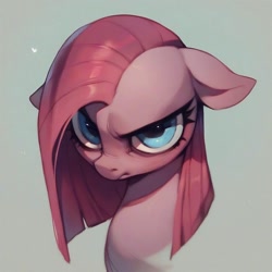 Size: 1024x1024 | Tagged: safe, ai content, derpibooru import, generator:purplesmart.ai, generator:stable diffusion, machine learning generated, pinkie pie, g4, angry, pinkamena diane pie, prompter needed, simple background, solo