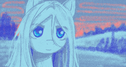 Size: 1009x538 | Tagged: safe, artist:anonymous, derpibooru import, oc, oc only, oc:cirrus wisp, pony, blue eyes, detailed background, female, mare, outdoors, snow, snowpony (species), solo, taiga pony, winter, yakutian horse