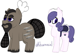 Size: 900x639 | Tagged: safe, artist:kharmacal, derpibooru import, oc, oc only, oc:grease wrapper, oc:prim feather, earth pony, chef's hat, colored lineart, duo, hair net, hat, maid pony, simple background, transparent background