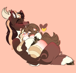 Size: 2600x2500 | Tagged: safe, alternate version, artist:bananasplitedy, derpibooru import, oc, oc only, oc:bananasplit, deer, pony, unicorn, alternate character, blushing, butt blush, butt freckles, clothes, commission, cuddling, duo, ear blush, ear fluff, ears, freckles, glasses, heart, horn, horns, hug, scarf, sitting on lap, sketch, sleeping, smiling, socks, striped scarf, striped socks, unicorn oc, ych result