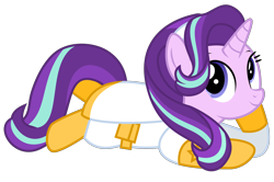 Size: 3000x1996 | Tagged: safe, artist:keronianniroro, derpibooru import, starlight glimmer, pony, unicorn, g4, cute, female, glimmerbetes, high res, hoof on face, horn, lying down, mare, simple background, solo, the boys, transparent background, vector