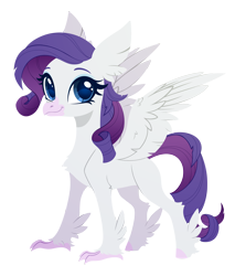 Size: 2420x2835 | Tagged: safe, artist:belka-sempai, derpibooru import, part of a set, rarity, classical hippogriff, hippogriff, g4, classical hippogriffied, commission, cute, female, hippogriffied, raribetes, simple background, smiling, solo, species swap, spread wings, transparent background, wings, ych result