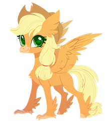 Size: 2420x2835 | Tagged: safe, artist:belka-sempai, derpibooru import, part of a set, applejack, classical hippogriff, hippogriff, g4, classical hippogriffied, commission, cute, female, hippogriffied, jackabetes, simple background, smiling, solo, species swap, spread wings, transparent background, wings, ych result