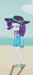 Size: 300x667 | Tagged: safe, derpibooru import, screencap, rarity, human, aww... baby turtles, better together, equestria girls, g4, beach, clothes, cropped, female, pigeon toed, rarity's blue sarong, rarity's purple bikini, sandals, solo, swimsuit