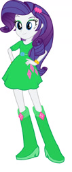 Size: 765x1800 | Tagged: safe, artist:kai-flame, derpibooru import, rarity, equestria girls, g4, belt, boots, clothes, cutie mark on clothes, green skirt, high heel boots, rarity's skirt, recolor, shirt, shoes, skirt, solo