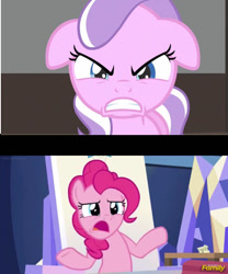 Size: 506x609 | Tagged: safe, artist:batman714, derpibooru import, diamond tiara, pinkie pie, g4, angry, glare