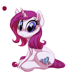 Size: 2850x3000 | Tagged: safe, artist:whitediamonds, derpibooru import, oc, oc only, oc:white diamonds, pony, unicorn, cute, female, high res, horn, looking at you, mare, not rarity, simple background, sitting, smiling, smiling at you, solo, tail, unicorn oc, white background