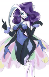 Size: 1539x2394 | Tagged: safe, artist:emysdraw, derpibooru import, rarity, anthro, female, hazbin hotel, simple background, solo, species swap, white background