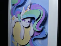 Size: 4032x3024 | Tagged: safe, artist:made_by_franch, derpibooru import, princess celestia, alicorn, pegasus, pony, unicorn, g4, craft, female, handmade, handwork, horn, mare, papercraft, photo, portrait diorama, shadowbox, solo, sun