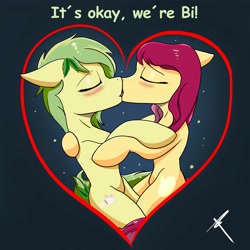 Size: 4096x4096 | Tagged: safe, artist:bluishdraft, derpibooru import, oc, oc only, earth pony, pony, bisexual, blushing, duo, duo female, earth pony oc, eyes closed, female, kissing, lesbian, oc x oc, shipping