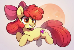 Size: 1600x1095 | Tagged: safe, ai content, derpibooru import, generator:pony diffusion v6 xl, generator:stable diffusion, machine learning generated, apple bloom, earth pony, pony, g4, grin, prompter:massbrainimpact, smiling, solo, teeth