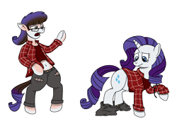 Size: 2450x1650 | Tagged: safe, alternate version, artist:crimson-rune, derpibooru import, rarity, human, pony, unicorn, g4, alternate character, clothes, female, flannel, horn, human to pony, mare, shirt, simple background, solo, species swap, transformation, transparent background