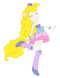 Size: 1024x1326 | Tagged: safe, artist:eqgrp-firefly, derpibooru import, pinkie pie, surprise, equestria girls, g1, g4, boots, clothes, dress, fall formal outfits, high heel boots, recolor, shoes, simple background, solo, white background