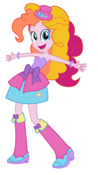 Size: 828x1479 | Tagged: safe, artist:eqgrp-firefly, derpibooru import, gem blossom, pinkie pie, equestria girls, g3, g4, boots, clothes, dress, fall formal outfits, high heel boots, recolor, shoes, simple background, solo, white background