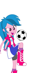 Size: 787x1800 | Tagged: safe, artist:eqgrp-firefly, derpibooru import, firefly, rainbow dash, equestria girls, g1, g4, boots, clothes, football, high heel boots, jacket, recolor, shirt, shoes, simple background, skirt, socks, solo, sports, vest, white background