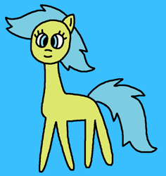 Size: 725x769 | Tagged: safe, artist:the-rainbow-nigga420, derpibooru import, tootsie, earth pony, pony, g1, g4, 1000 hours in microsoft paint, 1000 hours in ms paint, blue background, closed mouth, cute, cyan background, diatoots, female, g1 to g4, generation leap, mare, ms paint, simple background, smiling, solo