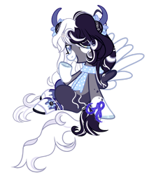 Size: 1280x1500 | Tagged: safe, artist:galaxy-paradise, derpibooru import, oc, oc:oreo cream, pegasus, pony, clothes, colored wings, female, horns, mare, scarf, simple background, socks, solo, transparent background, two toned wings, wings