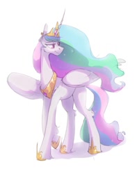 Size: 828x1050 | Tagged: safe, artist:anticular, derpibooru import, princess celestia, alicorn, pony, g4, crown, jewelry, regalia, simple background, solo, white background