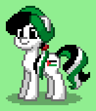 Size: 196x228 | Tagged: safe, derpibooru import, oc, oc only, earth pony, pony, green background, nation ponies, palestine, ponified, pony town, ponytail, simple background, solo, species swap