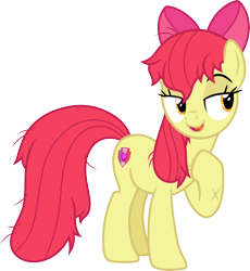 Size: 3000x3267 | Tagged: safe, artist:cloudy glow, derpibooru import, apple bloom, earth pony, pony, g4, growing up is hard to do, female, mare, messy mane, messy tail, older, older apple bloom, simple background, solo, tail, transparent background, vector