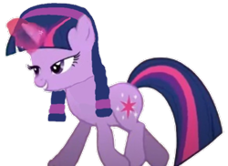 Size: 796x580 | Tagged: safe, derpibooru import, screencap, twilight sparkle, unicorn twilight, pony, unicorn, 1000 hours in ms paint, headband, pigtails, simple background, solo, transparent background, walking