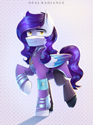 Size: 2229x3000 | Tagged: safe, artist:opal_radiance, derpibooru import, oc, oc only, oc:phantom gale, pegasus, pony, equestria at war mod, patterned background, solo