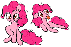 Size: 860x572 | Tagged: safe, artist:heartlurch, derpibooru import, pinkie pie, earth pony, pony, g4, :p, alternate eye color, pixel-crisp art, red eyes, simple background, solo, tongue, tongue out, white background