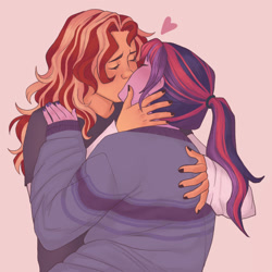 Size: 1280x1280 | Tagged: safe, artist:imnotdirtylaundry, derpibooru import, sci-twi, sunset shimmer, twilight sparkle, equestria girls, g4, black nail polish, female, heart, kissing, lesbian, sci-twishimmer, shipping, sunsetsparkle