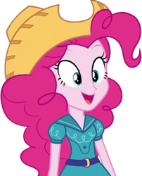 Size: 803x996 | Tagged: safe, derpibooru import, edit, edited screencap, editor:homersimpson1983, screencap, pinkie pie, human, equestria girls, friendship games, g4, background removed, cowboy hat, cowgirl, female, hat, not a vector, solo