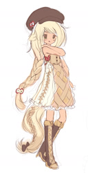 Size: 716x1396 | Tagged: safe, artist:bonnybel_, derpibooru import, applejack, human, braid, humanized, solo