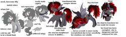 Size: 1968x584 | Tagged: safe, artist:heartlurch, derpibooru import, oc, alicorn, bat pony, bat pony alicorn, pegasus, pony, g4, bat ears, bat pony alicorn oc, bat wings, chained, chains, choker, horn, pegasus oc, simple background, spiked choker, unnamed oc, white background, wings