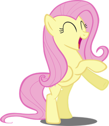 Size: 900x1038 | Tagged: safe, artist:landboom, derpibooru import, fluttershy, pegasus, pony, g4, ^^, bipedal, eyes closed, female, mare, open mouth, rearing, simple background, solo, transparent background, vector