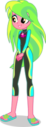 Size: 1280x3490 | Tagged: safe, artist:dustinwatsongkx, derpibooru import, lemon zest, human, equestria girls, g4, clothes, cute, female, fluttershy's wetsuit, geode of fauna, magical geodes, sandals, simple background, solo, swimsuit, transparent background, vector, wetsuit, zestabetes