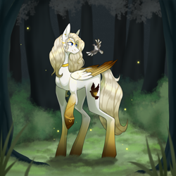 Size: 3000x3000 | Tagged: safe, artist:r4inbowb4t, derpibooru import, oc, oc only, bird, pegasus, pony, colored wings, concave belly, female, forest, gradient wings, long legs, mare, multicolored wings, nature, solo, tree, wings